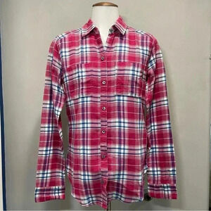 Hollister California woman’s bottom down Plaid Red Shirt size XS